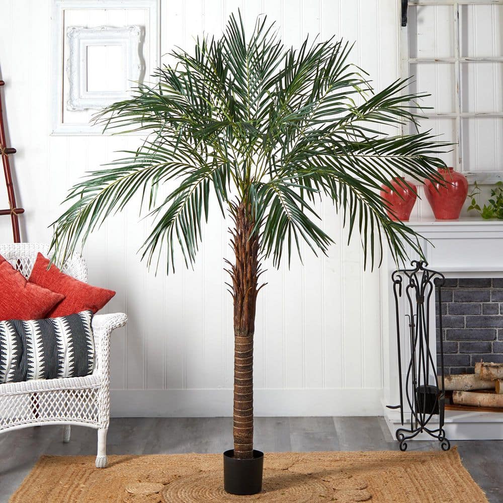 Green 6-ft Faux Palm Tree in Black Pot