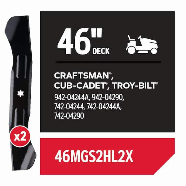 Riding Lawnmower Blades for 46 in. Deck, Fits Craftsman and Cub Cadet Riding Mower, Set of 2 (46MGS2HL2X)