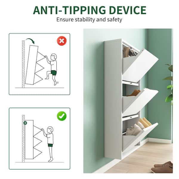 CSC DECOR INC 41 in. H x 20 in. W White Metal Shoe Storage