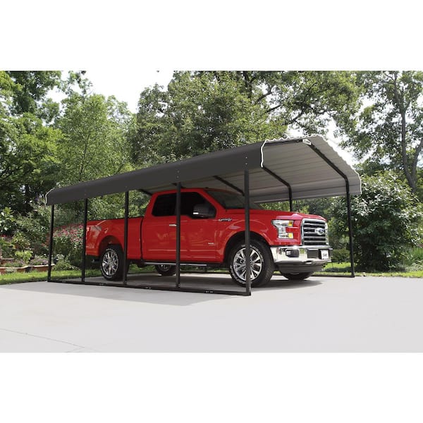 Arrow 12 ft. W x 20 ft. D x 7 ft. H Charcoal Galvanized Steel Carport, Car  Canopy and Shelter CPHC122007 - The Home Depot
