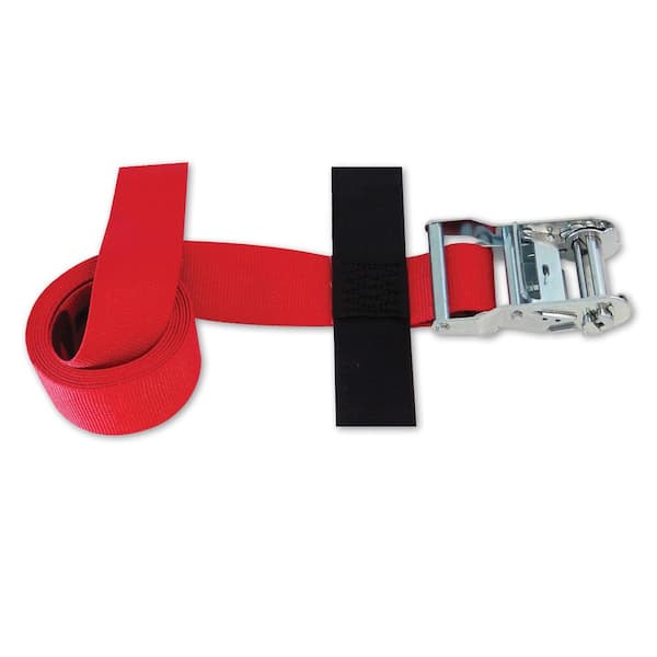 SNAP-LOC 8 ft. x 2 in. Cinch Strap with Ratchet in Red