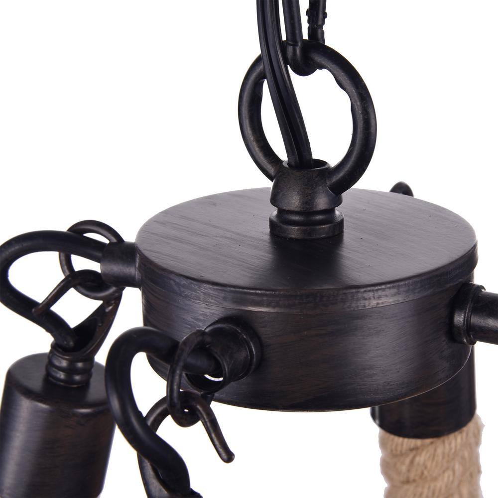 Brownish Black 30" Wood 8-Light Candle Style Chandelier