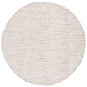 Abstract Ivory/Blue 6 ft. x 6 ft. Speckled Round Area Rug