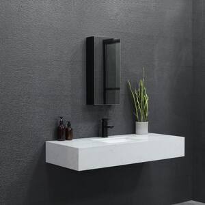 12 in. W x 24 in. H Rectangular Matte Black Aluminum Recessed/Surface Mount Medicine Cabinet with Mirror