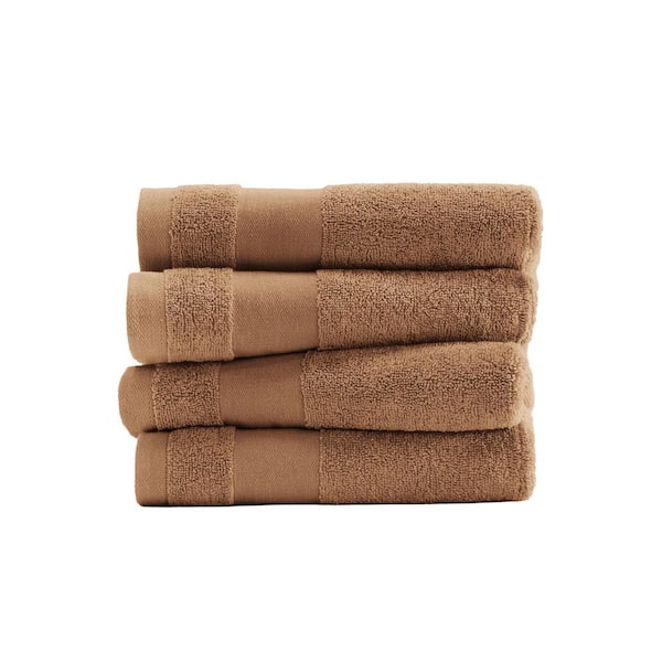 Becky Cameron Hotel-Quality 4-Piece Mocha Cotton Hand Bath Towel