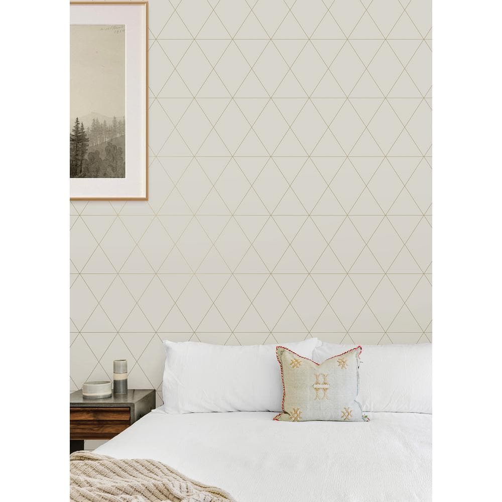 Grey and Gold Geometric Self-Adhesive Vinyl Wallpaper Roll