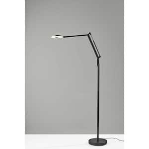 66.5 in. Black 1 Light 1-Way (On/Off) Standard Floor Lamp for Liviing Room with Metal Round Shade