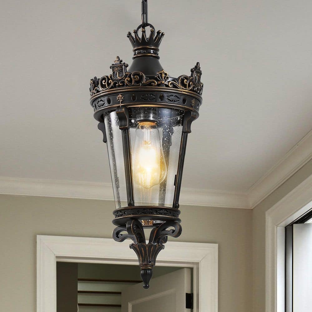 1 Light Coffee Brown Indoor and Outdoor Antique Crown Chandelier with Waterproof, Clear Glass(No Bulb Included) price history on PriceWatchPro