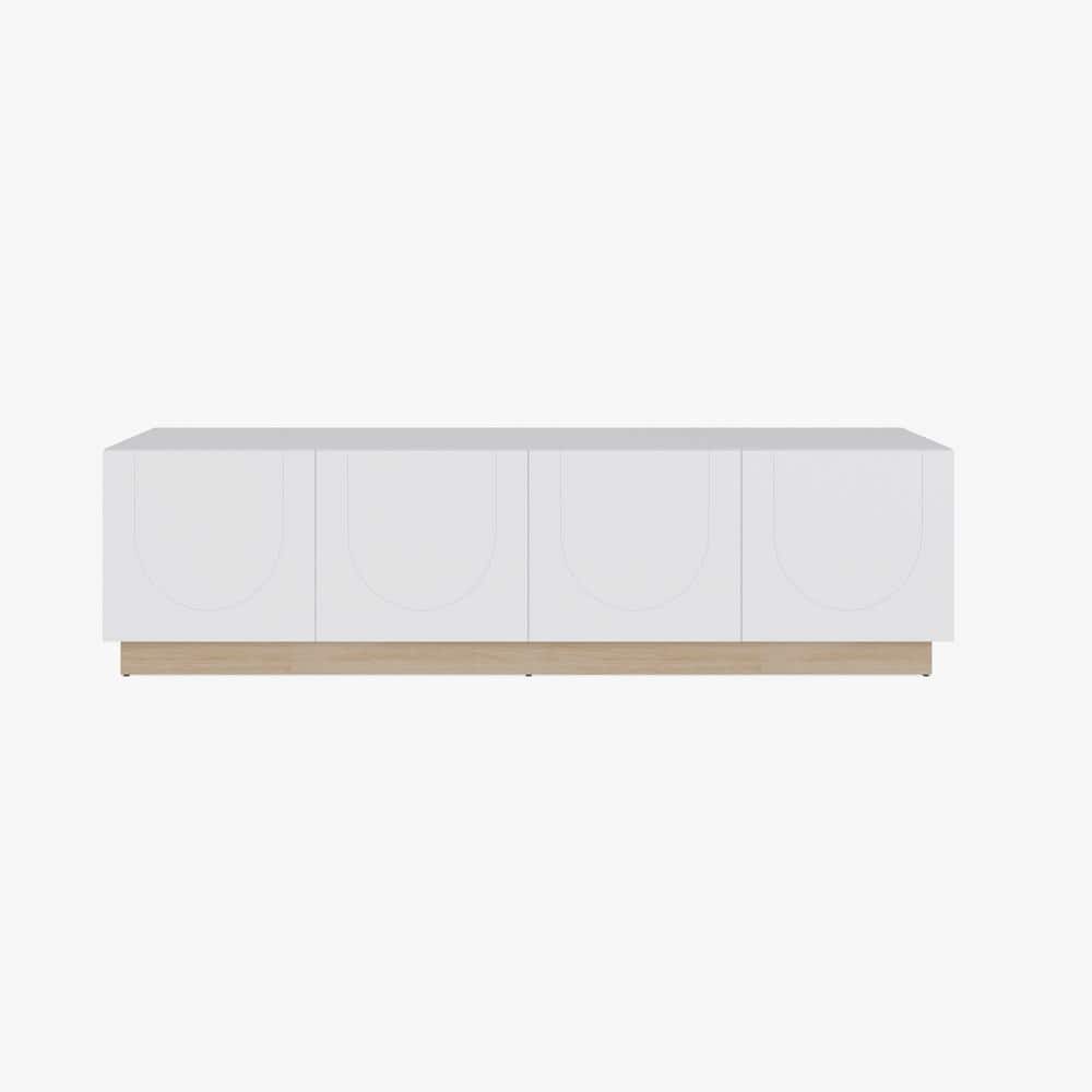 Nexera Nauraa White TV Stand Fits TV's up to 80 in. with 2Storage