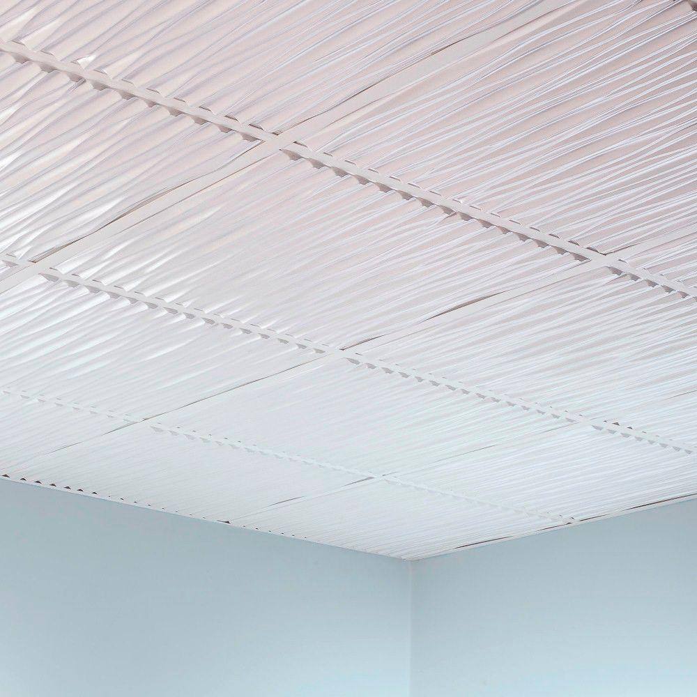Gloss White Embossed Vinyl Drop-In Ceiling Tile 24'' x 24''