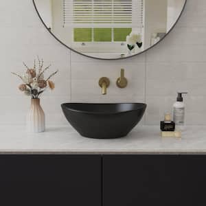 DeerValley Ceramic Black Oval Bathroom Vessel Sink Art Basin not Included Faucet