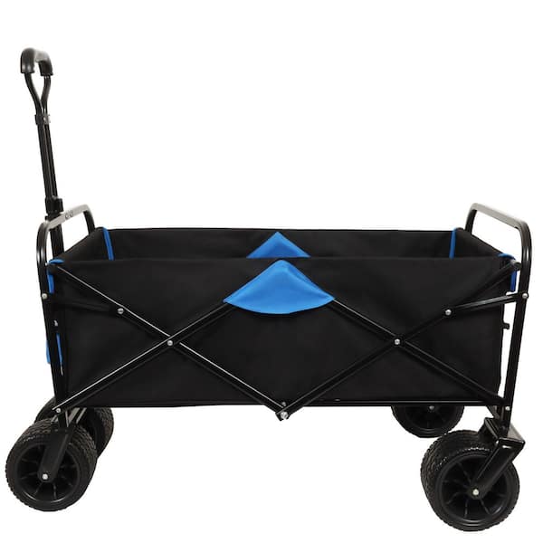 19.09 cu. ft. Metal Black+Blue Garden Cart, Tool Customized Color Folding Camping Trolley, Outdoor Picnic Beach Wagon