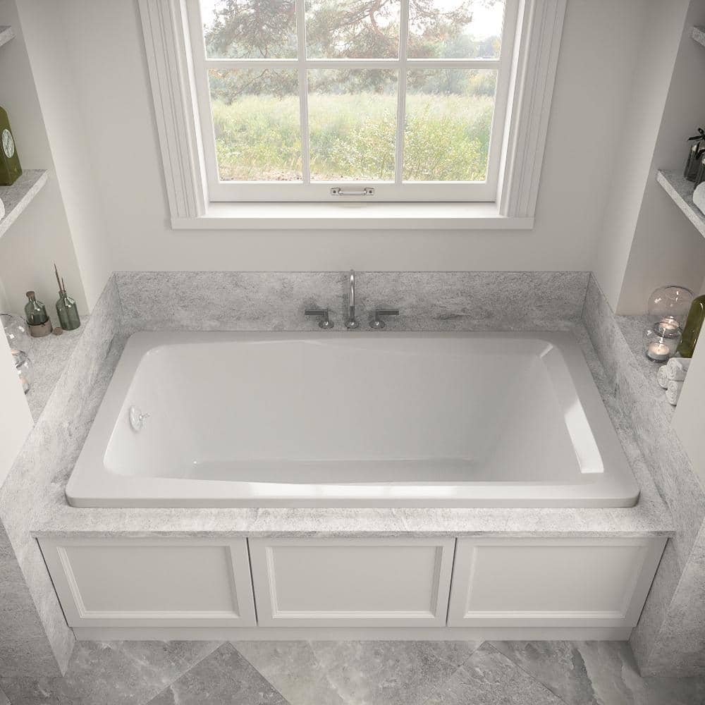 66'' White Acrylic Rectangular Drop-In Soaking Bathtub