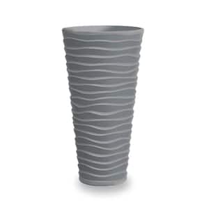 Wave City Planter Large 15.3 in. x 29.5 in. Gray Polypropylene (HDPE) with Removable Insert