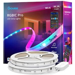 RGBIC Pro 48-Watt Equivalent 49.2 ft. Integrated LED Smart Color Chainging Wi-Fi Enabled White Strip Light (1-Strip)
