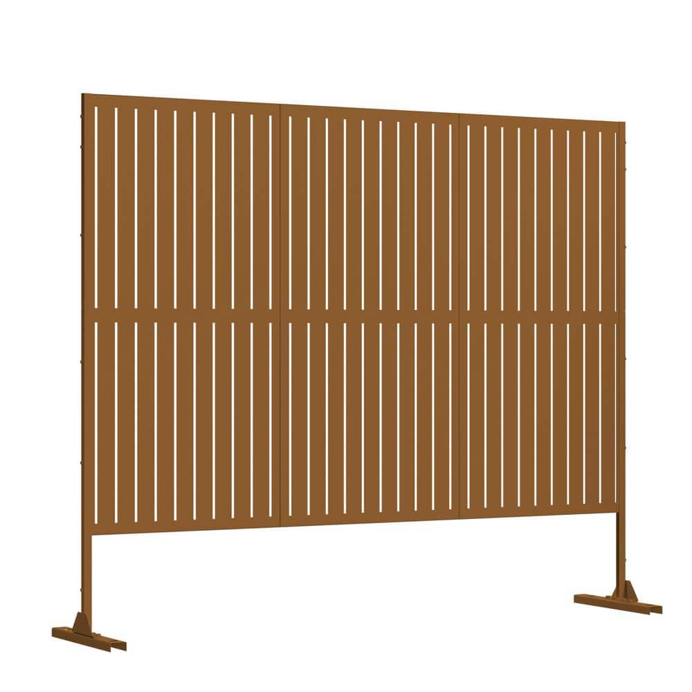 75 in. x 48 in. Brown Patio Privacy Screen with Stand