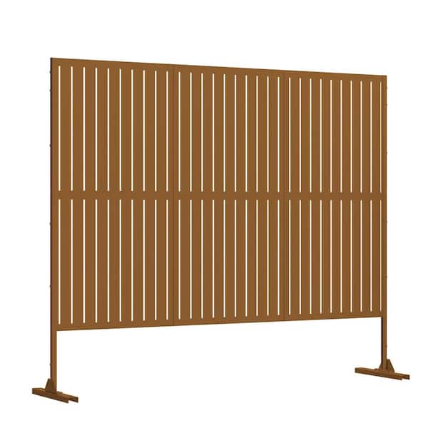75 in. x 48 in. Brown Patio Privacy Screen with Stand