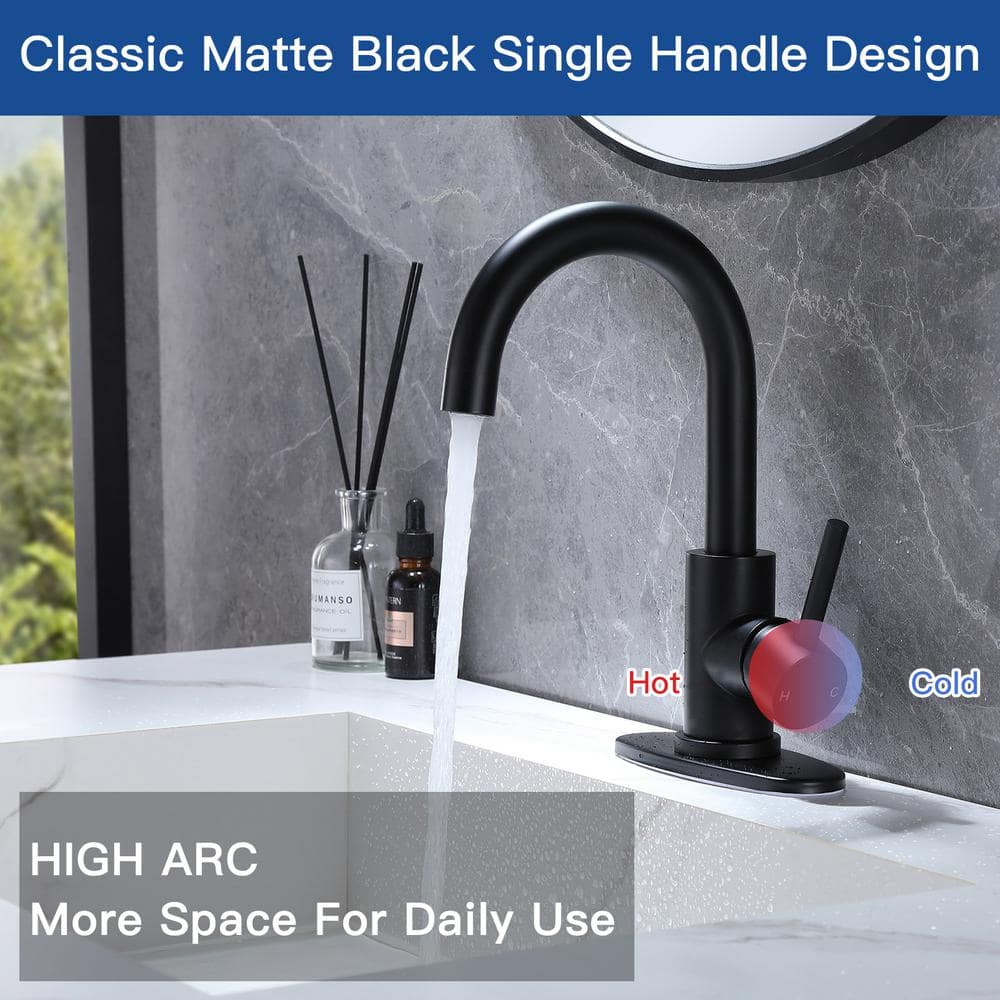 Matte Black Single-Handle Bathroom Faucet with Swivel Spout