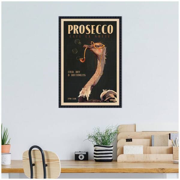 Kate and Laurel Sylvie "WG Deco Prosecco Ostrich" by The Whiskey Ginger  Beverage Framed Art Print 23 in. x 16 in. 10360617