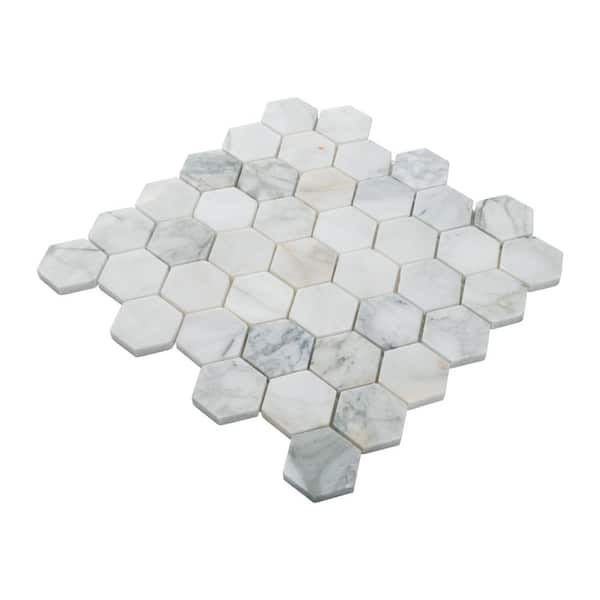 MSI - Calacatta Cressa Hexagon 12.38 in. x 12.38 in. Honed Marble Look Floor and Wall Tile (9.8 sq. ft./Case)