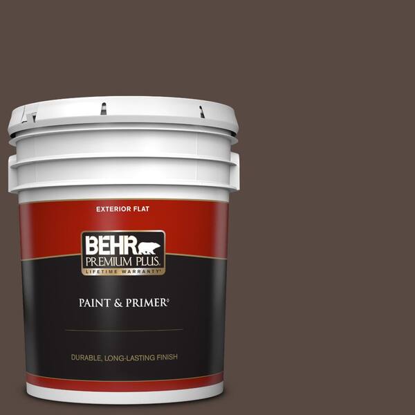 BEHR PREMIUM PLUS 5 gal. #780B-7 Bison Brown Flat Exterior Paint & Primer