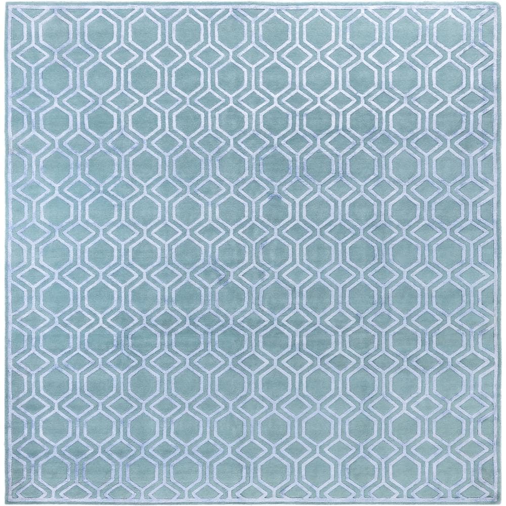 Modern-Contemporary Green 8 X 10 Hand-Knotted Wool Silk Indoor Area Rug price history on PriceWatchPro
