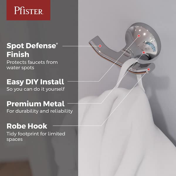 Vedra Double J-Hook Robe/Towel Hook in Polished Chrome