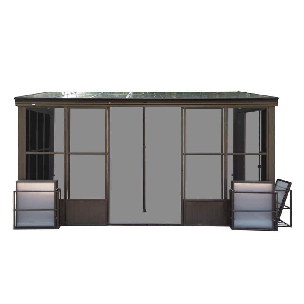 12 ft. x 14 ft. Outdoor Fixed Aluminum Lean to Gazebo Gazebos, Garden Patio