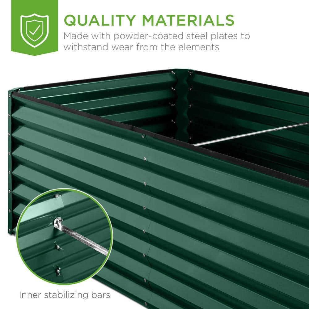 Dark Green 6x3x2ft Metal Raised Garden Bed Planter Box