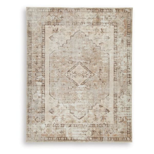 Livdon 8 X 10 Brown/Beige Medallion Machine Washable Area Rug
