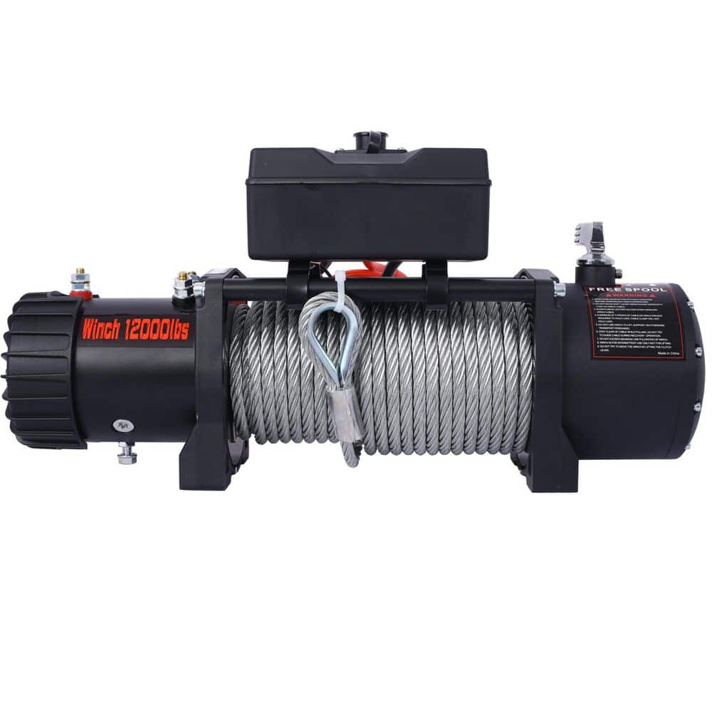 12-Volt 12000 lb. Black Steel Electric Winch with Waterproof Wire Cable for Towing Trailer Steel Cable Off Road price history on PriceWatchPro