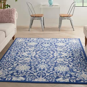 Whimsical Navy Multicolor 6 ft. x 9 ft. All-Over Design Traditional Area Rug