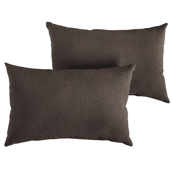 SORRA HOME Sunbrella Canvas Java Rectangle Indoor/Outdoor Lumbar Pillow (2-Pack)