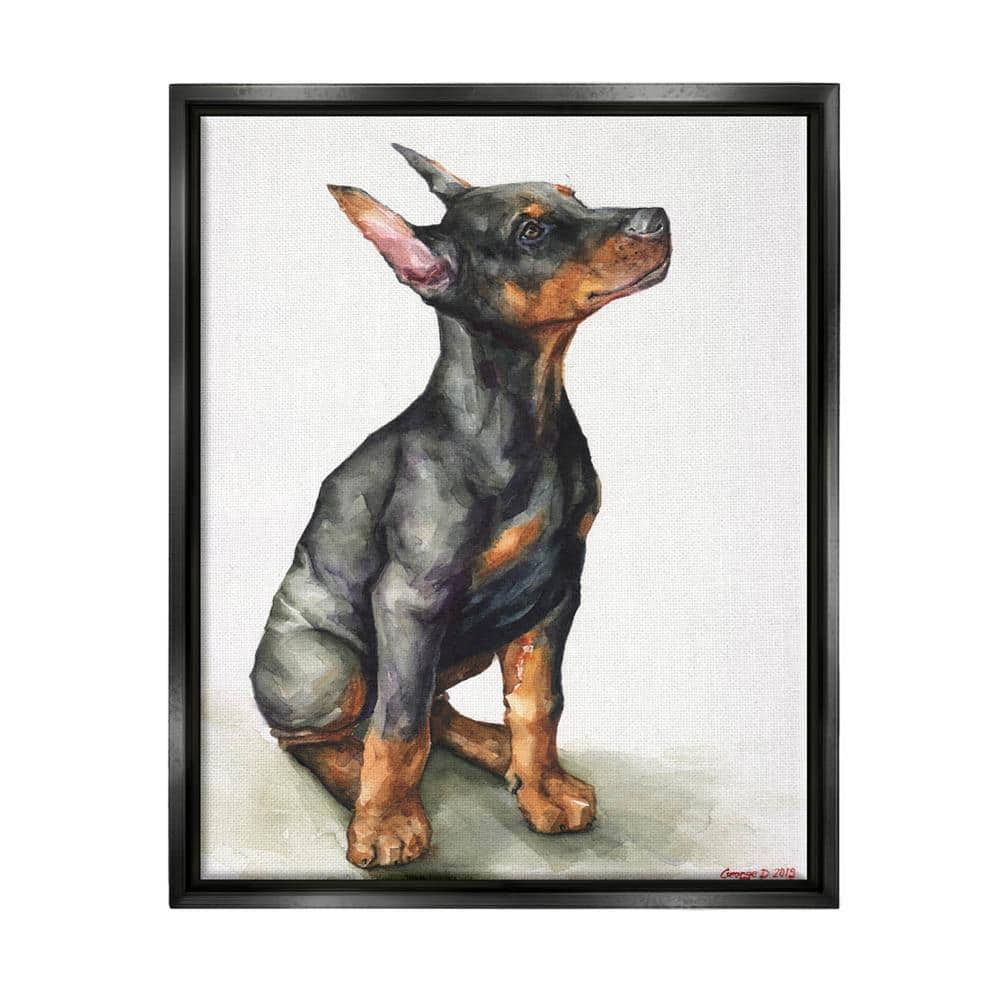 Doberman Pinscher Metal Art Elevated Floor Stand Dog Feeder