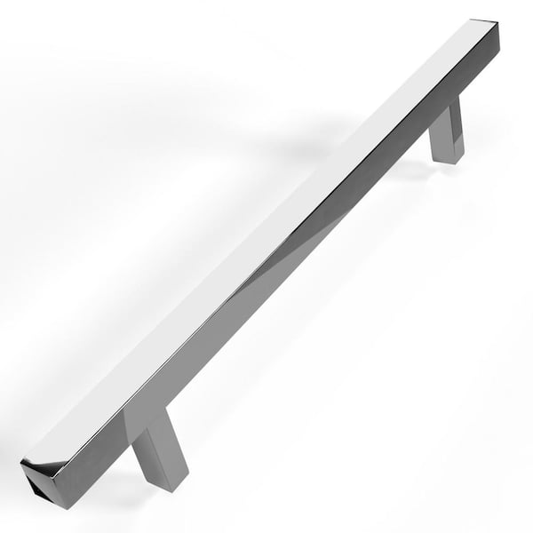 Pyramid Home Decor Brizza 6-5/16 in. (160 mm.) Center-to-Center Solid Satin Brass Square Silver Cabinet Handle Drawer Pull (5-Pack)