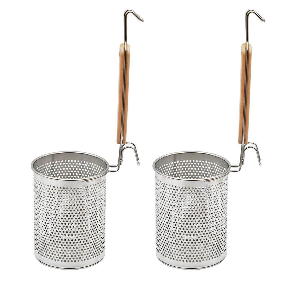 Stainless Steel Pasta Strainer with Wood Handle, Micro-Perforated