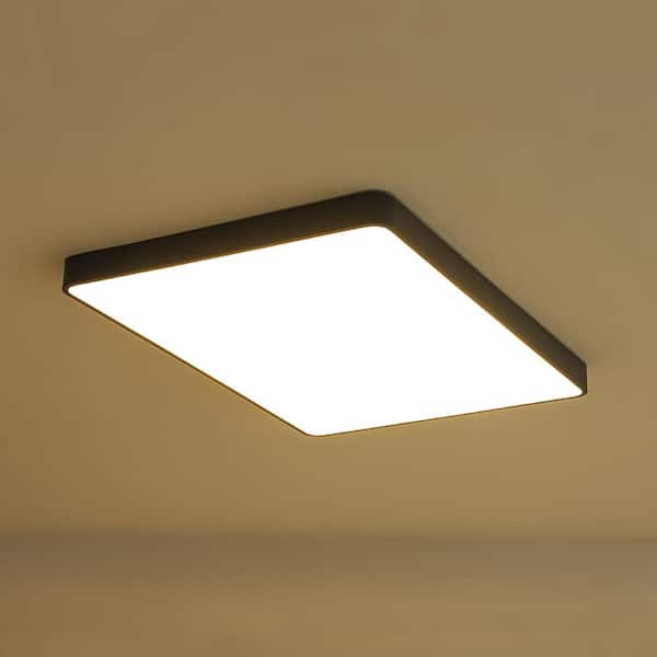 HUOKU Lumin 34 in.W Matte Gray Integrated LED Flush Mount Ceiling