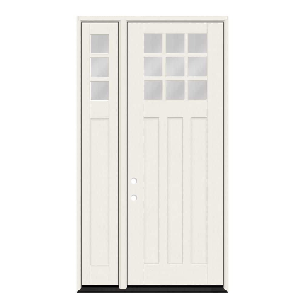 Regency 53 in. x 96 in. 1/4 9L-SDL Clear Glass RHIS Primed Fiberglass Prehung Front Door with 14in-1/4 Top SL 4-9/16 price history on PriceWatchPro