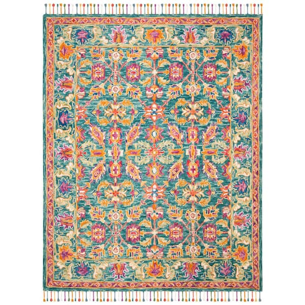 SAFAVIEH Aspen Turquoise/Purple 9 ft. x 12 ft. Border Area Rug