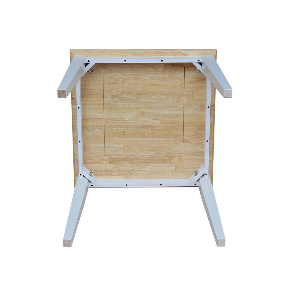 White and Natural Square Wood Dining Table