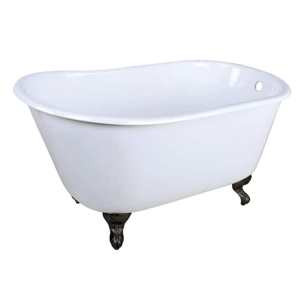 Kingston Brass Onamia 48 in. x 28 in. Cast Iron Clawfoot Soaking Bathtub in White/Matte Black