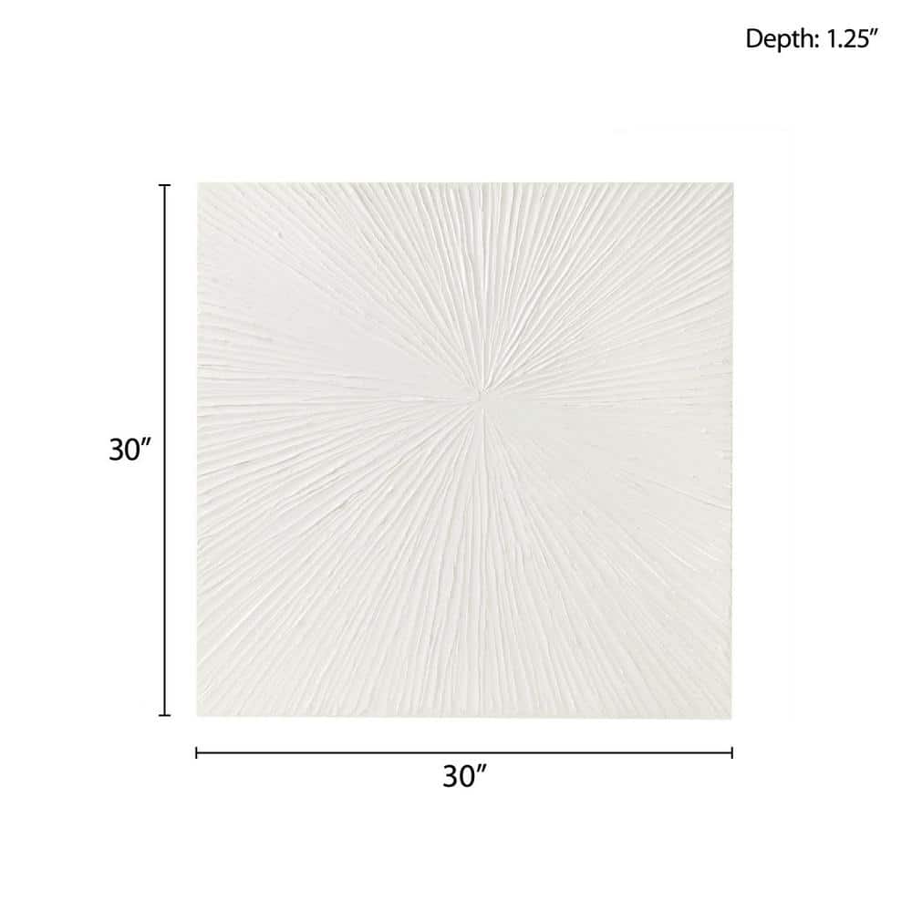 Sunburst White Abstract Acrylic Dimensional Wall Art, 30" x 30"