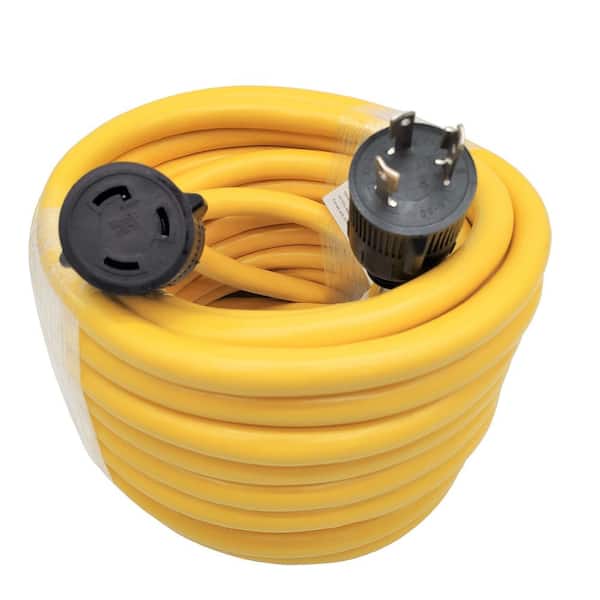 50 ft. 10/3 30 Amp 125V Twist Lock NEMA L5-30 Indoor/Outdoor Generator Extension Cord (L5-30P to L5-30R),Yellow