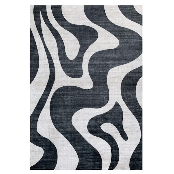 7 ft. x 10 ft. Black and White Zebra Print Area Rug