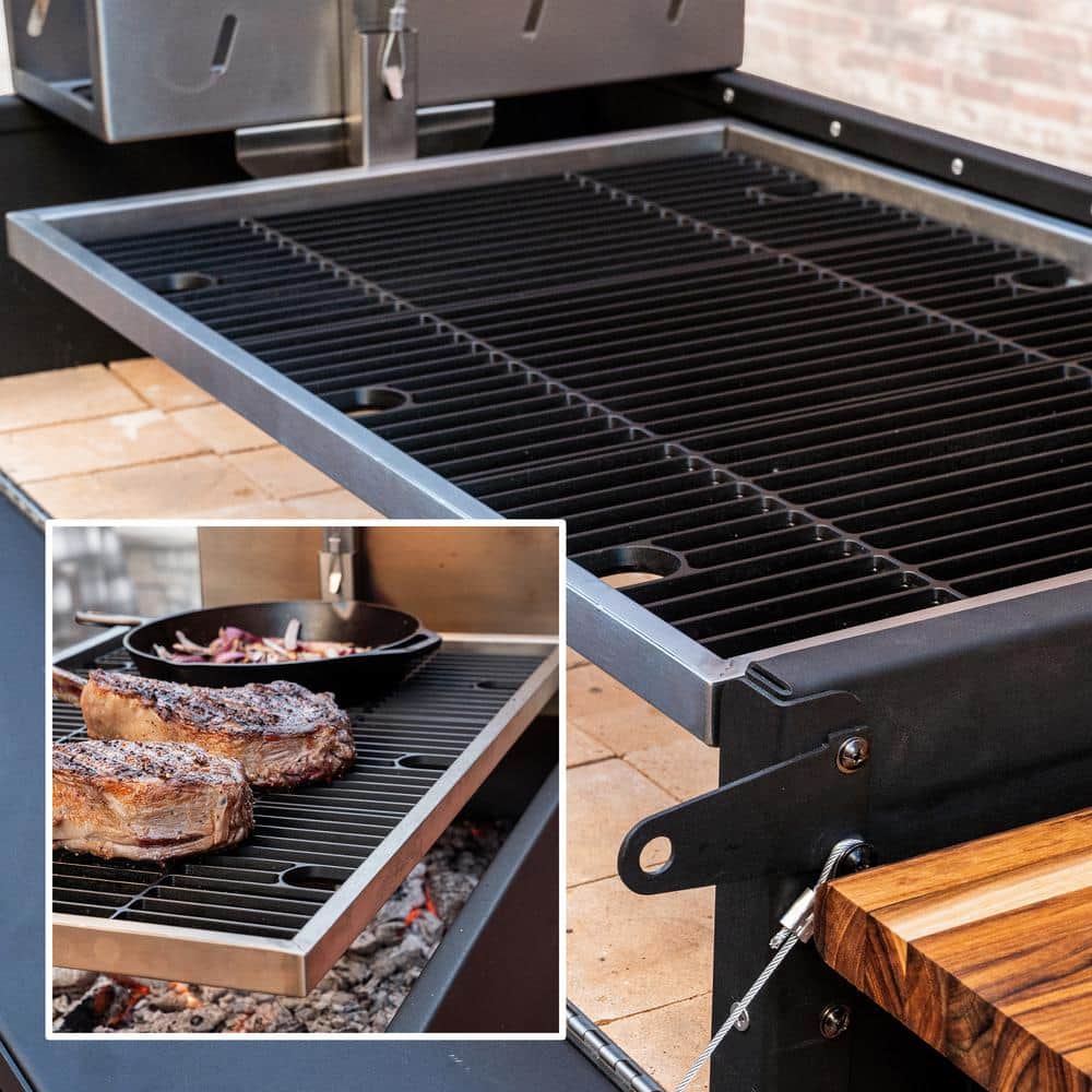 Premium Black Stainless Steel Wood Fire and Charcoal Grill