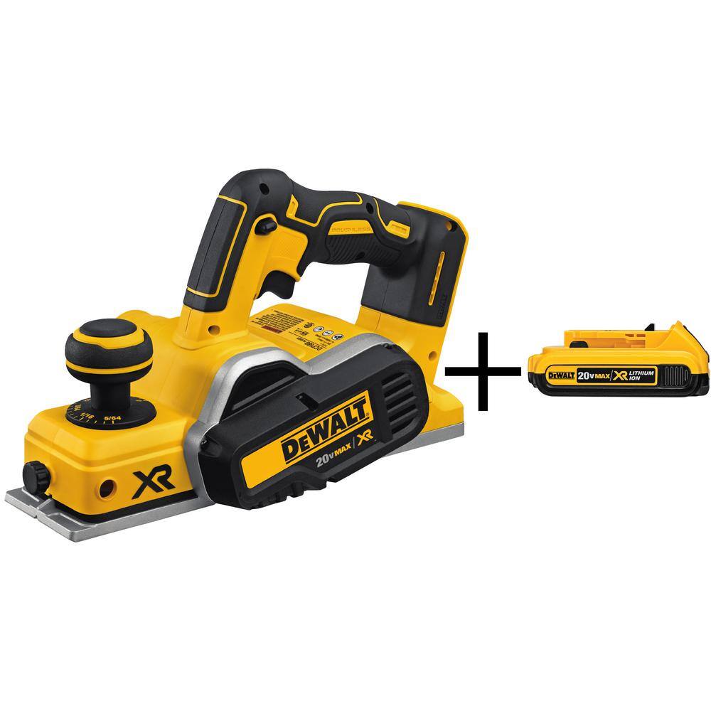 DEWALT 20V MAX XR Cordless Brushless 3-1/4 in. Planer and (1) 20V MAX  Compact Lithium-Ion 2.0Ah Battery DCP580Bwb The Home Depot