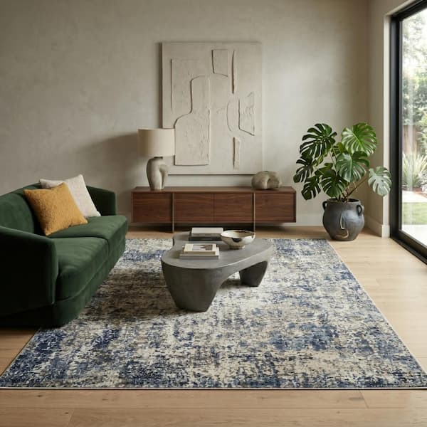 Allure 5 x 8 Gray Blue Abstract Pattern Area Rug for High Traffic Living Room Dining Room Bedroom