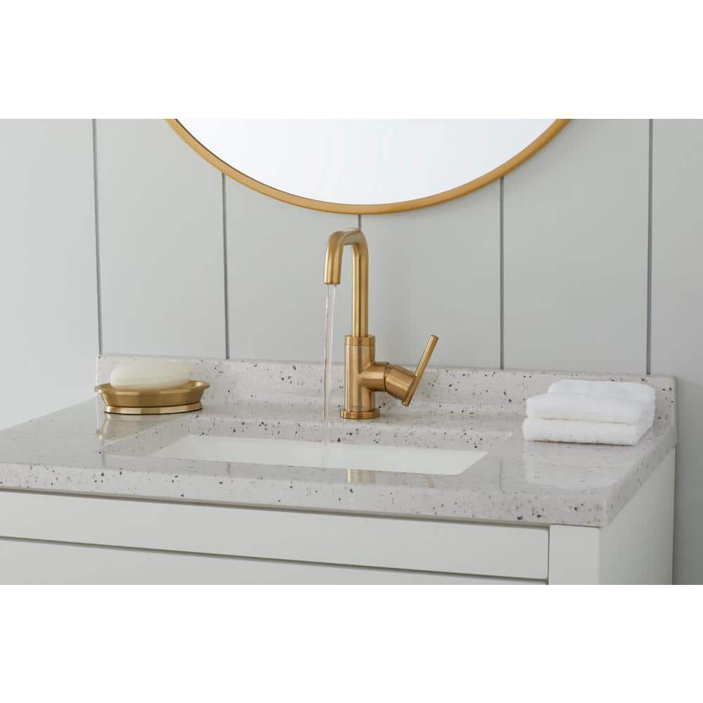 Parma Brushed Bronze Single Hole Bathroom Faucet with Metal Drain Assembly