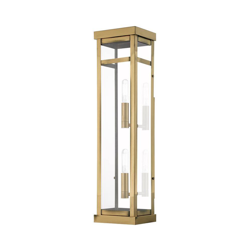 AVIANCE LIGHTING Wessex 22 in. 2-Light Antique Brass Outdoor Hardwired Wall Lantern Sconce with No Bulbs Included