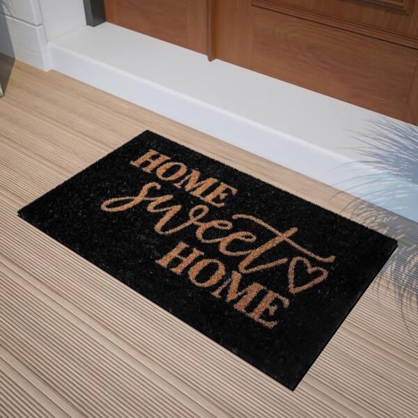 MSI Black Home Sweet Home 18 in. x 30 in. Coir Door Mat